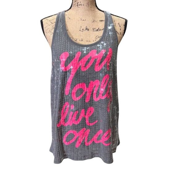 Victoria's Secret Tops - Victoria's Secret PINK Women's Gray Sequin Tank Top Size L